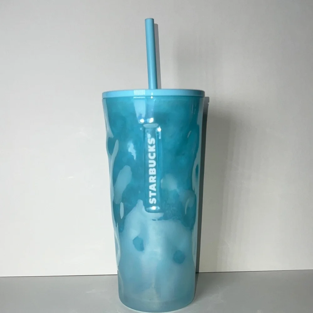 Starbucks 2024 Icy Blue Mottled Luster Glass Tumbler 18oz - Spring Collection